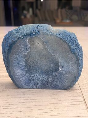 Blue Agate Geode Slice - Decorative Crystal